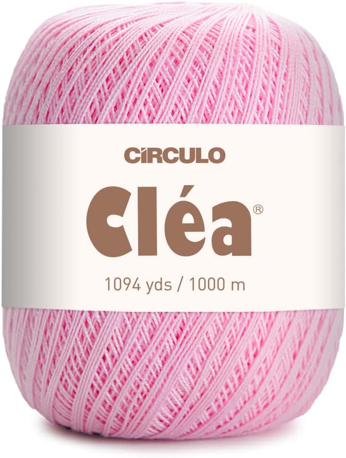 CRCULO Circulo Clea Yarn – Crochet Thread Fine Size 10-8/2 Perfect for Weaving - 100% Mercerized Brazilian Cotton (Pack of 1 Ball) – 5.3 oz, 1094 yds - Color: 3526 - Candy Rose - Image 1